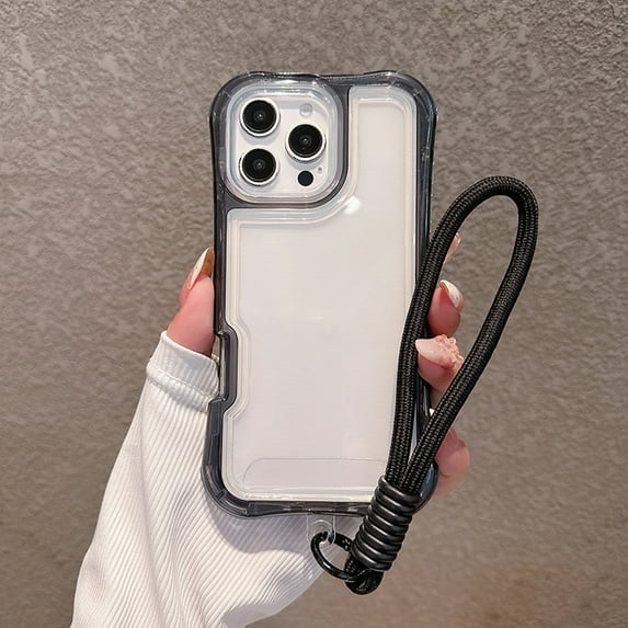 Dteck for iPhone 15 Clear Case, Heavy Duty Drop Protection Rugged Shockproof 3-Layer Military Protective Tough Strap Durable Cover,Black