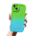 thumbnail image 1 of Dteck for iPhone 15 Phone Case, Cute Gradient Color Curly Wave Frame Camera Lens Cover Protective Shockproof Bumper Soft Silicone Phone Cover, A, 1 of 7
