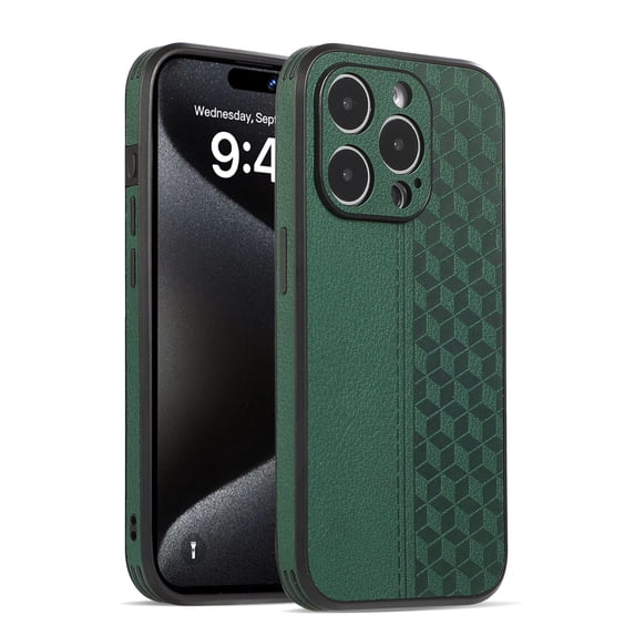 Dteck for iPhone 15 Plus Case,Slim Leather Case TPU Shockproof Back Cover for iPhone 15 Plus,Darkgreen
