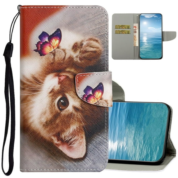 Dteck for iPhone 15 Plus Case Wallet with Card Holder, Cute Pattern Folio Flip PU Leather Wallet Case for Women Men, Cat