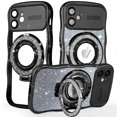 thumbnail image 1 of Dteck for iPhone 15 Plus Case with Camera Lens Protector, Love Heart with Rotating Ring Holder Stand Sparkly Phone Case for iPhone 15 Plus,Black, 1 of 5