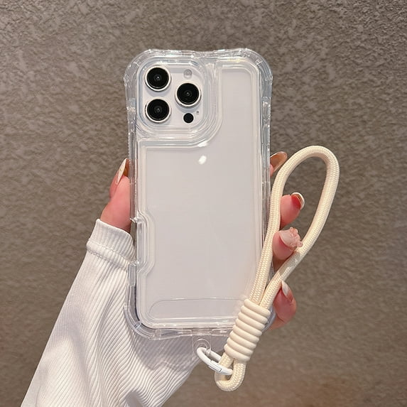 Dteck for iPhone 15 Plus Clear Case, Heavy Duty Drop Protection Rugged Shockproof 3-Layer Military Protective Tough Strap Durable Cover,Clear