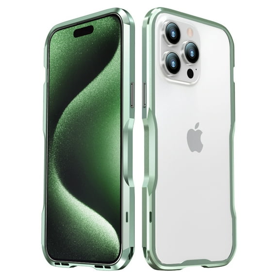 Dteck for iPhone 15 Pro Bumper Case Metal, Aluminum Alloy Bumper Frame Slim Fit No Back Design Raised Edge Protection with Screws Driver,Green
