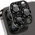 thumbnail image 1 of Dteck for iPhone 15 Pro Camera Lens Protector, Case-Friendly Strong Adsorption Metal Tempered Glass Rear Camera Protector,Black, 1 of 3