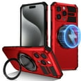 thumbnail image 1 of Dteck for iPhone 15 Pro Case with Rotating Ring Stand, Compatible with MagSafe, Heavy Duty Magnetic Phone Case for iPhone 15 Pro,Red, 1 of 9
