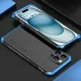 thumbnail image 1 of Dteck for iPhone 15 Pro Max Aluminum Bumper Case 3 in 1 Metal Frame PC Back Hybrid Shockproof Rugged Cover,Black + Blue, 1 of 10