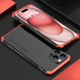 thumbnail image 1 of Dteck for iPhone 15 Pro Max Aluminum Bumper Case 3 in 1 Metal Frame PC Back Hybrid Shockproof Rugged Cover,Black + Red, 1 of 10