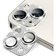 thumbnail image 1 of Dteck for iPhone 15 Pro Max Camera Lens Protector Bling, Glitter Diamond Metal Lens Cover Glass Screen Protector Accessories Case, Silver, 1 of 1
