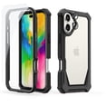 thumbnail image 1 of Dteck for iPhone 16 Case 6.1", Full Body Bumper Phone Case with Glass Screen Protector + Camera Lens Protector, Drop Proof iPhone 16 Cover, Black, 1 of 6