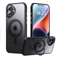 thumbnail image 1 of Dteck for iPhone 16 Case with Invisible Magnetic Ring Stand Translucent Case for iPhone 16, Compatible with MagSafe, Black, 1 of 8