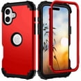 thumbnail image 1 of Dteck for iPhone 16 Plus, 3 in 1 Full Body Rugged Shockproof Slim Hybrid Heavy Duty Hard PC Cover Soft Silicone Rugged Bumper Protective Case, Red, 1 of 5