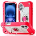 thumbnail image 1 of Dteck for iPhone 16 Plus Case with Double Ring Stand, Heavy Duty Silicone +PC Military Grade Shockproof Back Cover for iPhone 16 Plus,Rose, 1 of 6