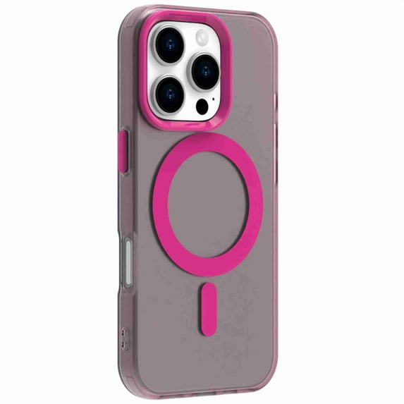 Dteck for iPhone 16 Plus Magnetic Case Cover, Shockproof Supports Wireless Charging Hard PC Back TPU Bumper Phone Case, Rose