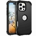 thumbnail image 1 of Dteck for iPhone 16 Pro, 3 in 1 Full Body Rugged Shockproof Slim Hybrid Heavy Duty Hard PC Cover Soft Silicone Rugged Bumper Protective Case, Black, 1 of 5