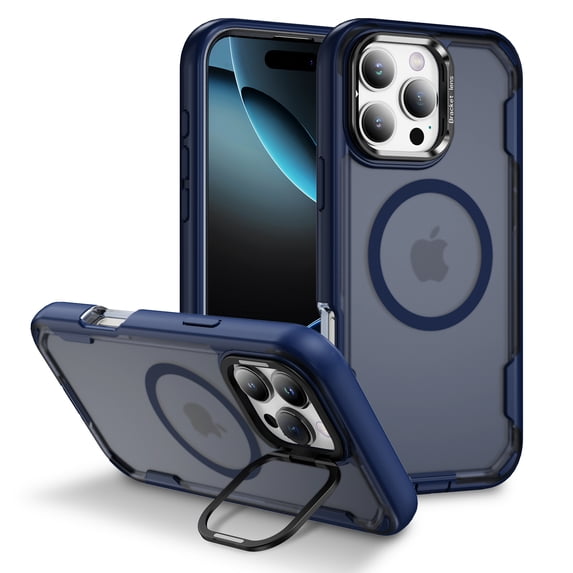 Dteck for iPhone 16 Pro Case with Camera Stand, Military-Grade Drop Protection Magnetic Phone Case Compatible with MagSafe Accessories, Frosted Blue