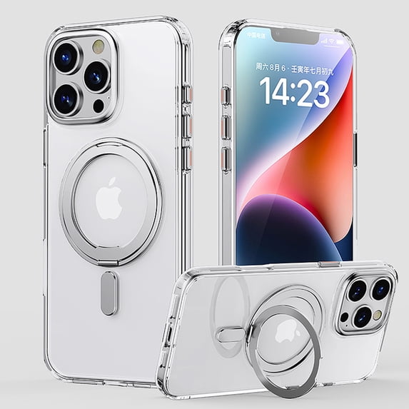 Dteck Designed for iPhone 16 Pro Case, 360°Rotatable Ring Stand Case Compatible with MagSafe Military-Grade Protection Magnetic Kickstand Case 6.3 inch,Clear