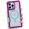 thumbnail image 1 of Dteck for iPhone 16 Pro Max Case, Compatible with MagSafe, Sparkly Glitter Bling Back Rubber Bumper Shockproof Protective Phone Cover,Purple, 1 of 5