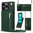 thumbnail image 1 of Dteck for iPhone 16 Pro Max Case, Shockproof Magnetic Protective Zipper Pocket Purse Handbag Shoulder Strap Stylish Protective Cover, Green, 1 of 9