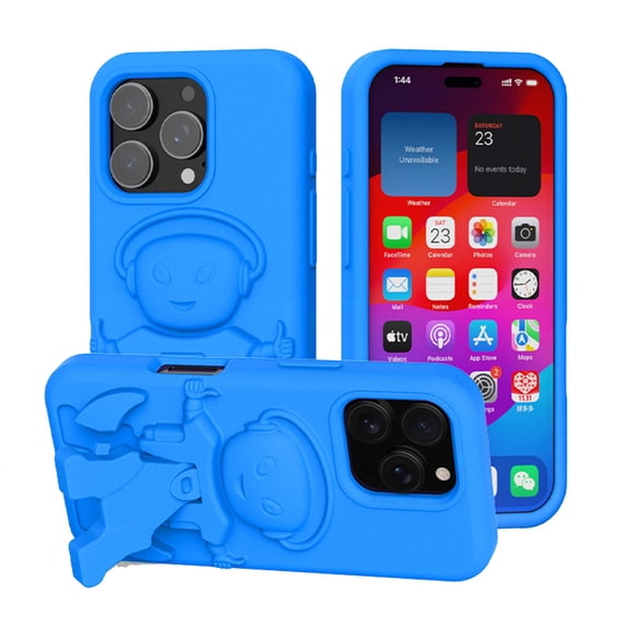 Dteck for iPhone 16 Pro Max Case with Hidden Stand, Military Grade Drop Protection EVA Shockproof Protective Phone Case for iPhone 16 Pro Max,Blue