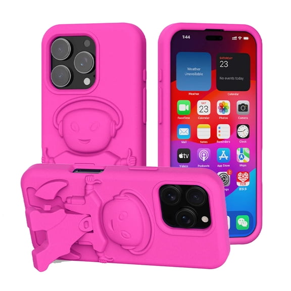 Dteck for iPhone 16 Pro Max Case with Hidden Stand, Military Grade Drop Protection EVA Shockproof Protective Phone Case for iPhone 16 Pro Max,Rose