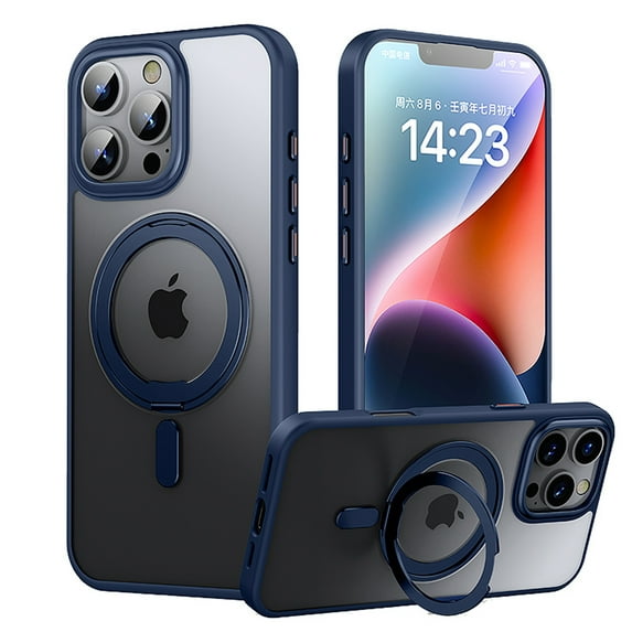 Dteck Designed for iPhone 16 Pro Max Case, 360°Rotatable Ring Stand Case Compatible with MagSafe Military-Grade Protection Magnetic Kickstand Case 6.9 inch,Blue