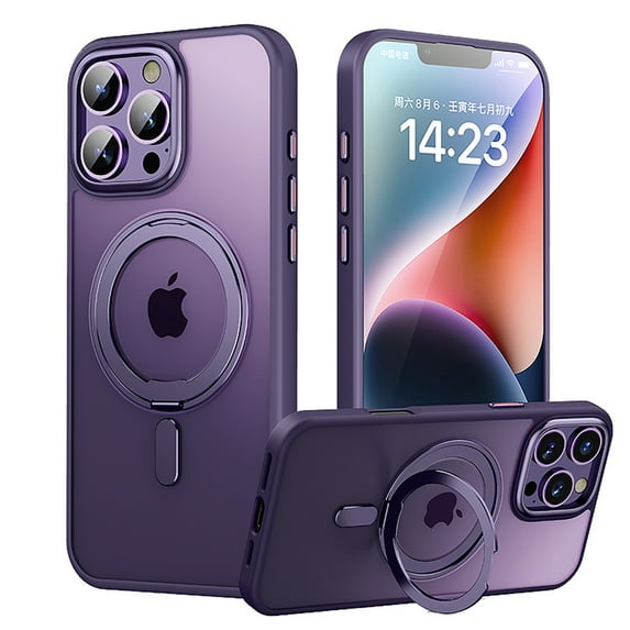Dteck Designed for iPhone 16 Pro Max Case, 360°Rotatable Ring Stand Case Compatible with MagSafe Military-Grade Protection Magnetic Kickstand Case 6.9 inch,Purple