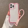 thumbnail image 1 of Dteck for iPhone 16 Pro Max Clear Case, Heavy Duty Drop Protection Rugged Shockproof 3-Layer Military Protective Tough Strap Durable Cover,Pink, 1 of 10