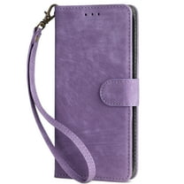 Dteck for iPhone 16e 6.1" Case with RFID Blocking Card Holder, PU Leather Folio Flip Protective Cover with Wrist Strap,Purple