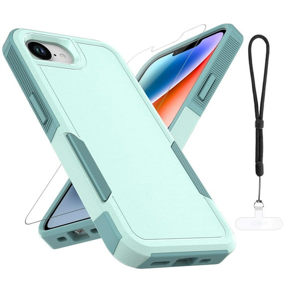 Dteck for iPhone 16e Case with Screen Protector, Military Grade Heavy Duty Shockproof Phone Cover for iPhone 16E 6.1" 2025,Mint
