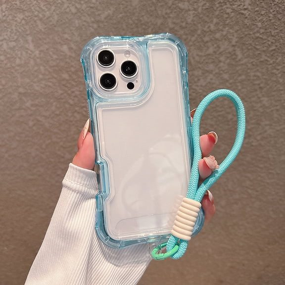 Dteck for iPhone 16e Clear Case, Heavy Duty Drop Protection Rugged Shockproof 3-Layer Military Protective Tough Strap Durable Cover,Blue