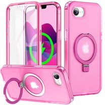 Dteck for iPhone 16e Magnetic Case with Invisible Ring Stand, Translucent Protective Cover with Built-in Screen Protector,Rose