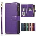 thumbnail image 1 of Dteck for iPhone 16e Wallet Case, PU Leather Phone Case Women Men Kickstand Flip Cover Wrist Strap Zipper Pocket 9-Credit Card Slots,Purple, 1 of 5