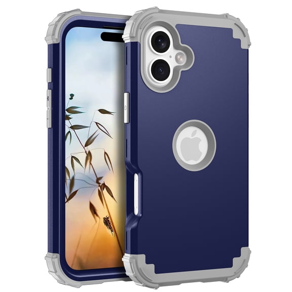 Dteck for iPhone 17 Case, Heavy Duty Drop Protection Hard PC Soft Silicone Hybrid Case Anti-Scratch Shockproof Back Cover for iPhone 17,Darkblue