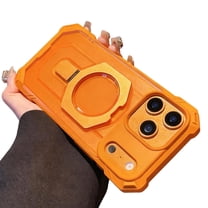 Dteck for iPhone 17 Pro Case with Kickstand, Compatibe with MagSafe, Heavy Duty Drop Protection Shockproof Magnetic Phone Case,Orange