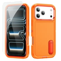 Dteck for iPhone 17 Pro Case with Screen Protector Tempered Glass, 360 Rugged Full Body Coverage Heavy Duty Shockproof Phone Cover 6.3 Inch,Orange