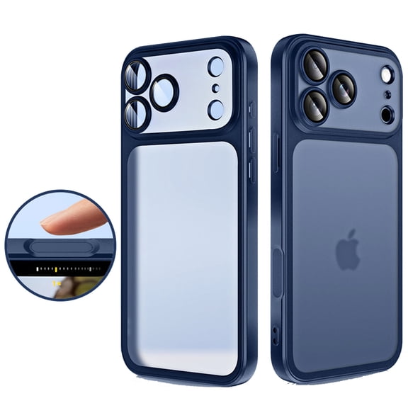 Dteck for iPhone 17 Pro Max Case, Translucent Matte Cases with Full Camera Protection, Slim Soft TPU Shockproof Phone Cover,Blue