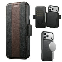 Dteck for iPhone 17 Pro Max Detachable Wallet Case with Card Holder, 2 in 1 PU Leather Flip Folio Stand Shockproof Phone Cover 6.9 Inch 2025,Brown