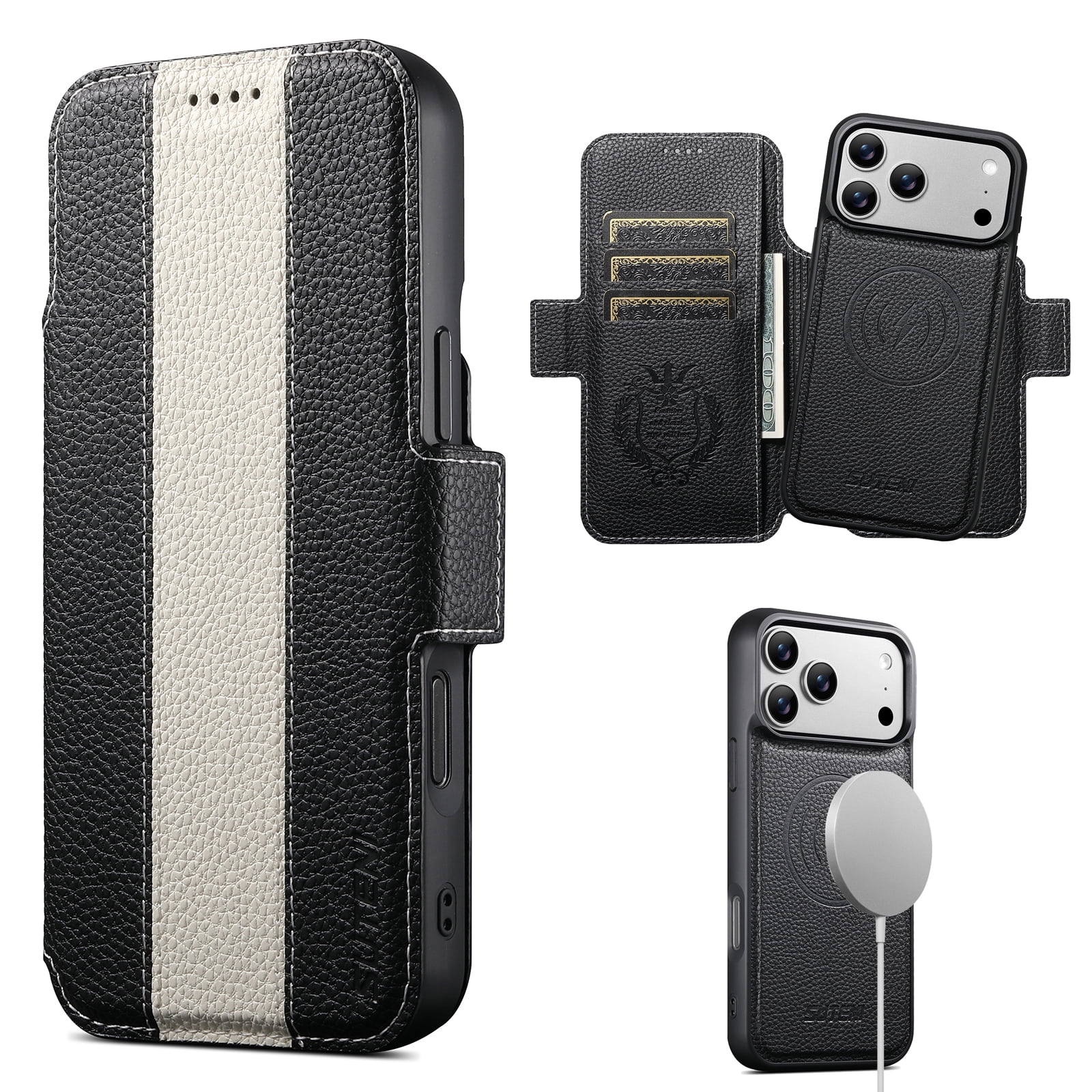 Dteck for iPhone 17 Pro Max Detachable Wallet Case with Card Holder, 2 in 1 PU Leather Flip Folio Stand Shockproof Phone Cover 6.9 Inch 2025,White