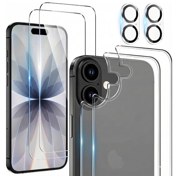 Dteck for iPhone 17 Screen Protector, Glass Back Protector and Front Screen Protector with Camera Protector [2+2+2 Pack],Clear