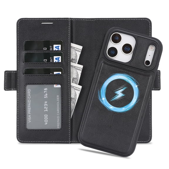 Dteck for iPhone 18 Pro Max Detachable Wallet Case with Card Holder, 2 in 1 PU Leather Folio Shockproof Phone Cover,Black
