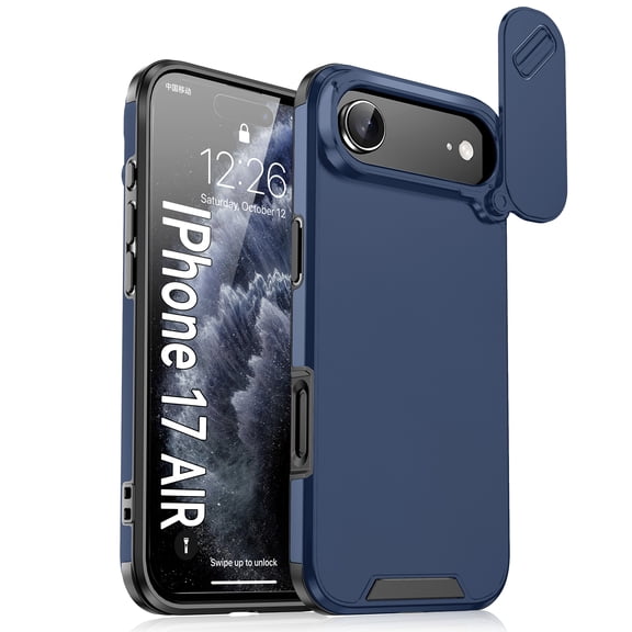 Dteck for iPhone Air (2025), Shockproof Lens Cover Protection Shockproof Military Grade Hard Rugged Phone Case Wireless Charging, Blue