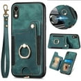 thumbnail image 1 of Dteck for iPhone XR Case Wallet with Card Holder,Ring Stand,Wrist Strap,RFID-Blocking PU Leather Protective Magnetic Flip Cover, Green, 1 of 10