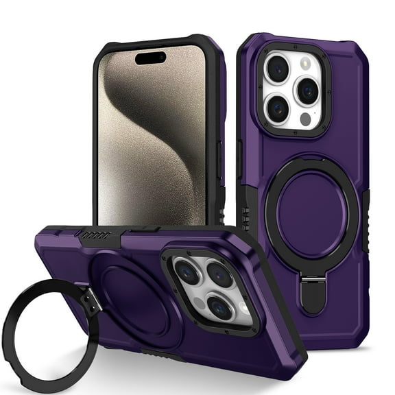 Dteck for iPhone XR Case with Invisible Built in Stand & Ring Holder,Military Grade Drop Protection Shockproof Hybrid Case for iPhone XR,Deep Purple