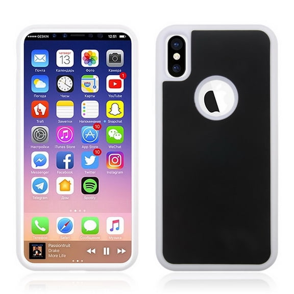 Dteck for iPhone XR Slim Back Case, Shockproof TPU Frame Nano Suction Adsorbed Anti Gravity Protective Phone Case Cover, white