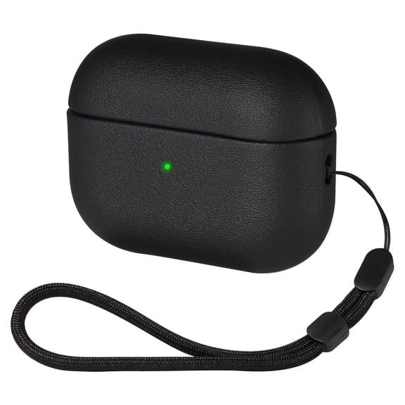 Dteck fro AirPods Pro 3 Case, Leather Texture Full-Body Protective Case Cover Compatible with Airpods Pro 3rd Generation 2025,Wireless Charging and Front LED Visible,Matte Black