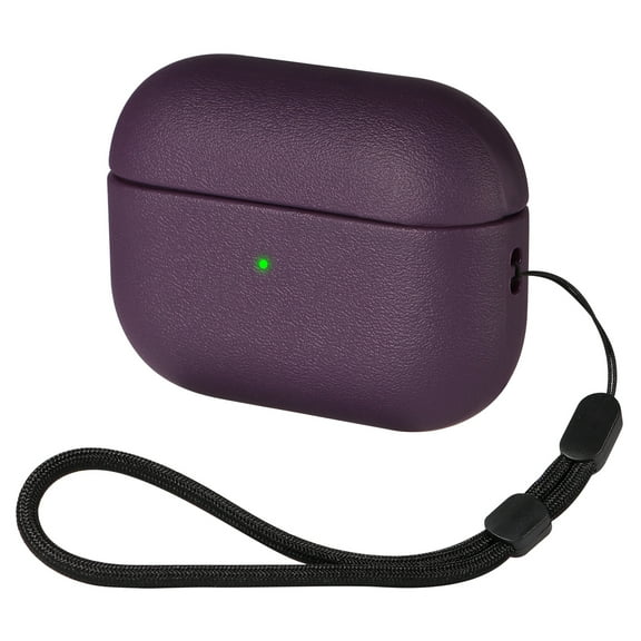Dteck fro AirPods Pro 3 Case, Leather Texture Full-Body Protective Case Cover Compatible with Airpods Pro 3rd Generation 2025,Wireless Charging and Front LED Visible,Matte Purple