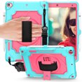 thumbnail image 1 of Dteck iPad 10.2 Case 2021/2020/ 2019, iPad 9th/ 8th/ 7th Generation Case with Pencil Holder, Kickstand with Hand Strap Shoulder Strap,Anti Scratch iPad 9th/ 8th/ 7th Gen Case, Mint+Rose, 1 of 6