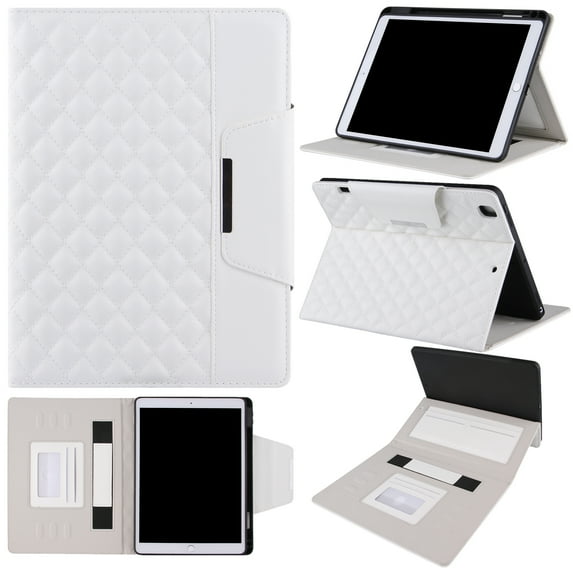 Dteck iPad 10.2 Case 8th Generation 2020/ iPad 7th Gen 2019, iPad Air 3 (2019) 10.5" & iPad Pro 10.5 2017 Luxury Leather Card Holder Wallet Magnetic Folio Stand Smart Auto Wake/Sleep Cover,White