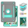thumbnail image 1 of Dteck iPad 10.2 Case with Screen Protector, iPad 8th Generation Case, iPad 7th Generation Case, Heavy Duty 3-Layer Hybrid Rugged Shockproof High Impact Case with Kickstand, Gray/Mint, 1 of 7