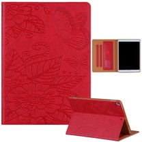Dteck iPad 10.2 Inch 2020 / 2019 Case, Embossed Butterfly PU Leather Flip Case with Card Holder, Auto Wake Sleep Cover for 10.2 inch iPad 8th Gen / 7th Gen / iPad Air 3 / iPad Pro 10.5 inch, Red